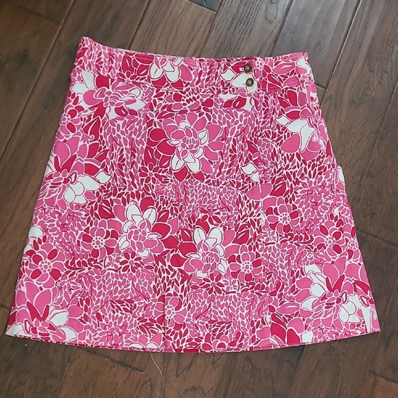 Lilly Pulitzer <White Label> Pink Floral Thin Corduroy Wrap Skirt size 12 - Picture 1 of 9
